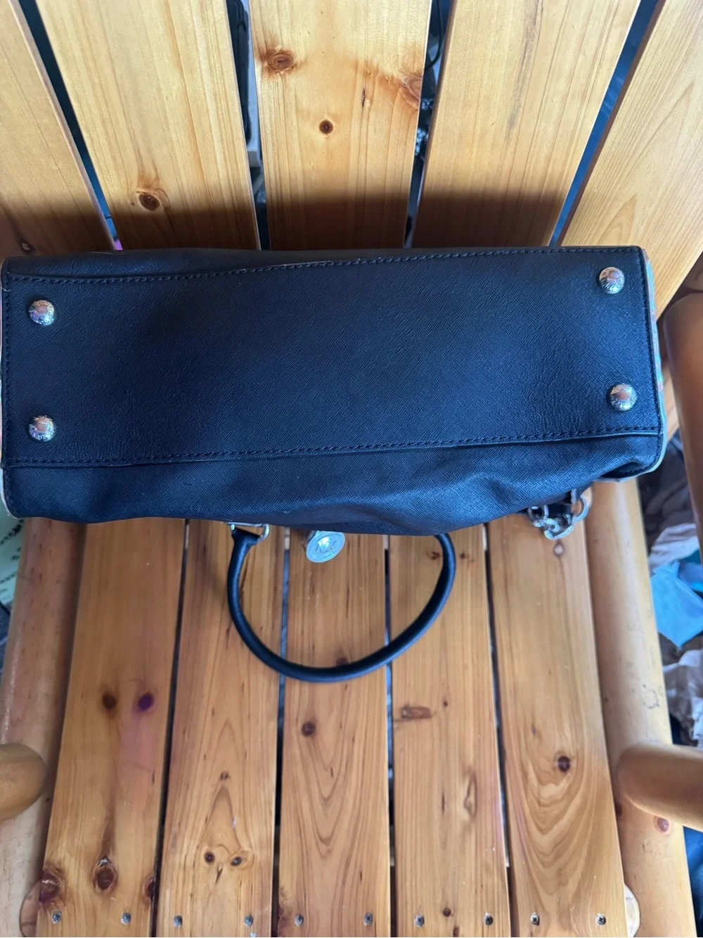 Michael Kors Black Leather Chain-Accent Shoulder Bag